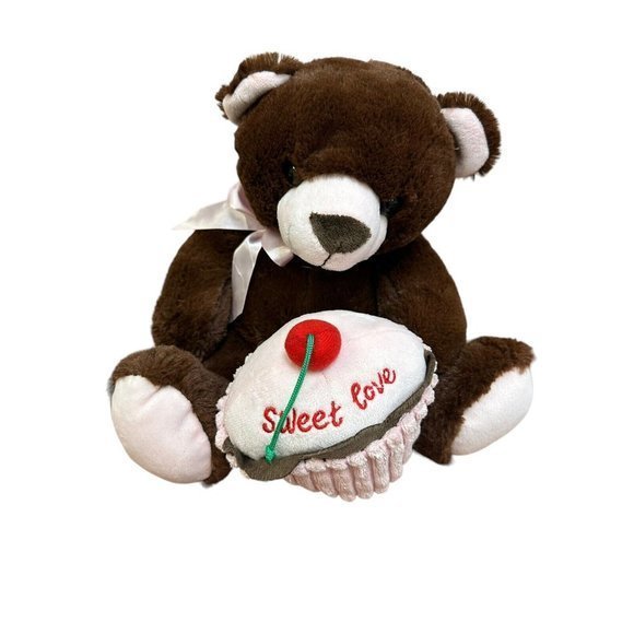 Burton &‎ Burton Brown Bear Plush Sweet Love Cupcake Sits 11" Stuffed Animal - Picture 6 of 8